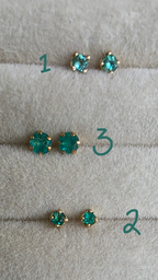 Pair of turquoise stud earrings on a light gray surface