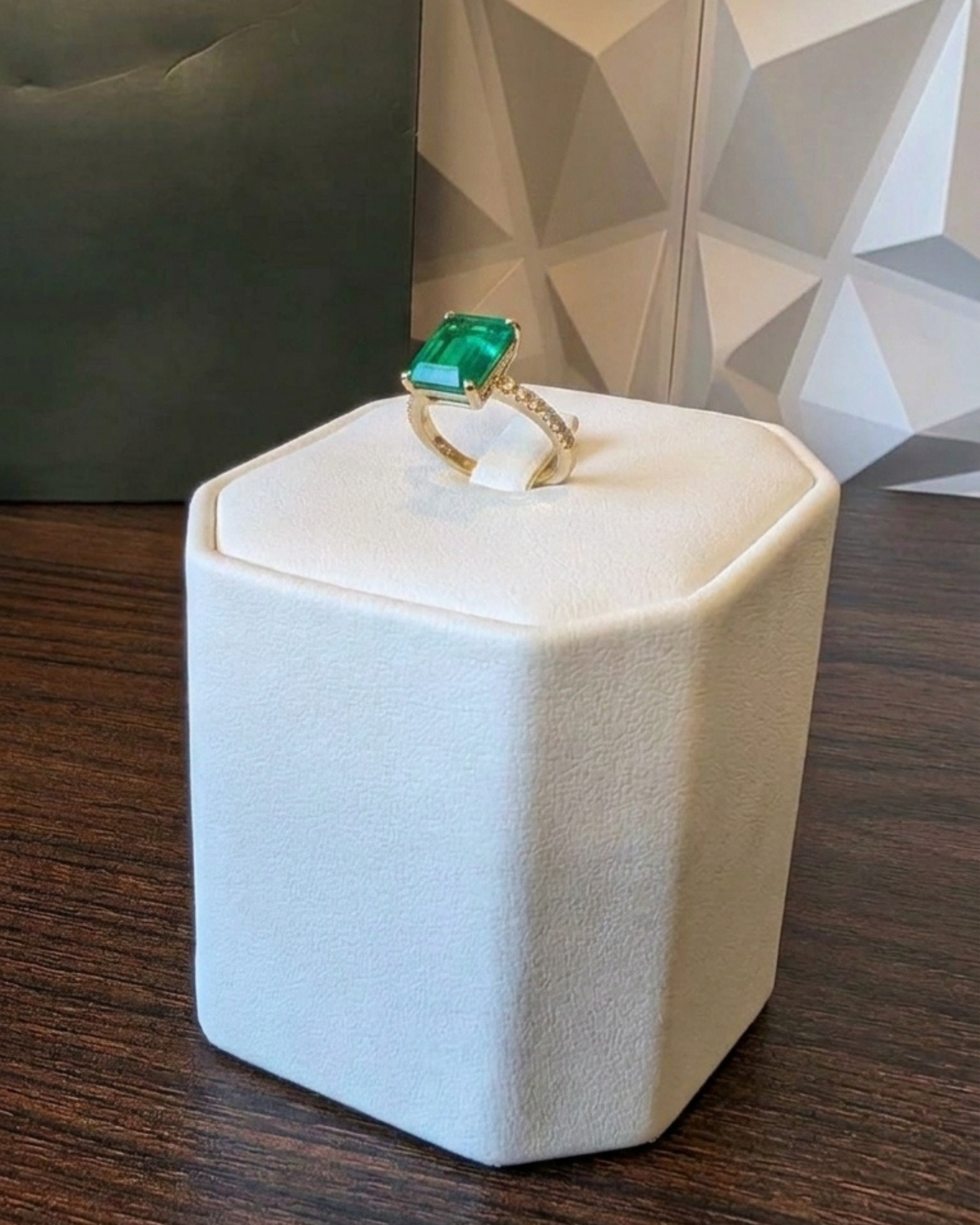Made to Order: Emerald Cut Prong Set Muzo Emerald Ring