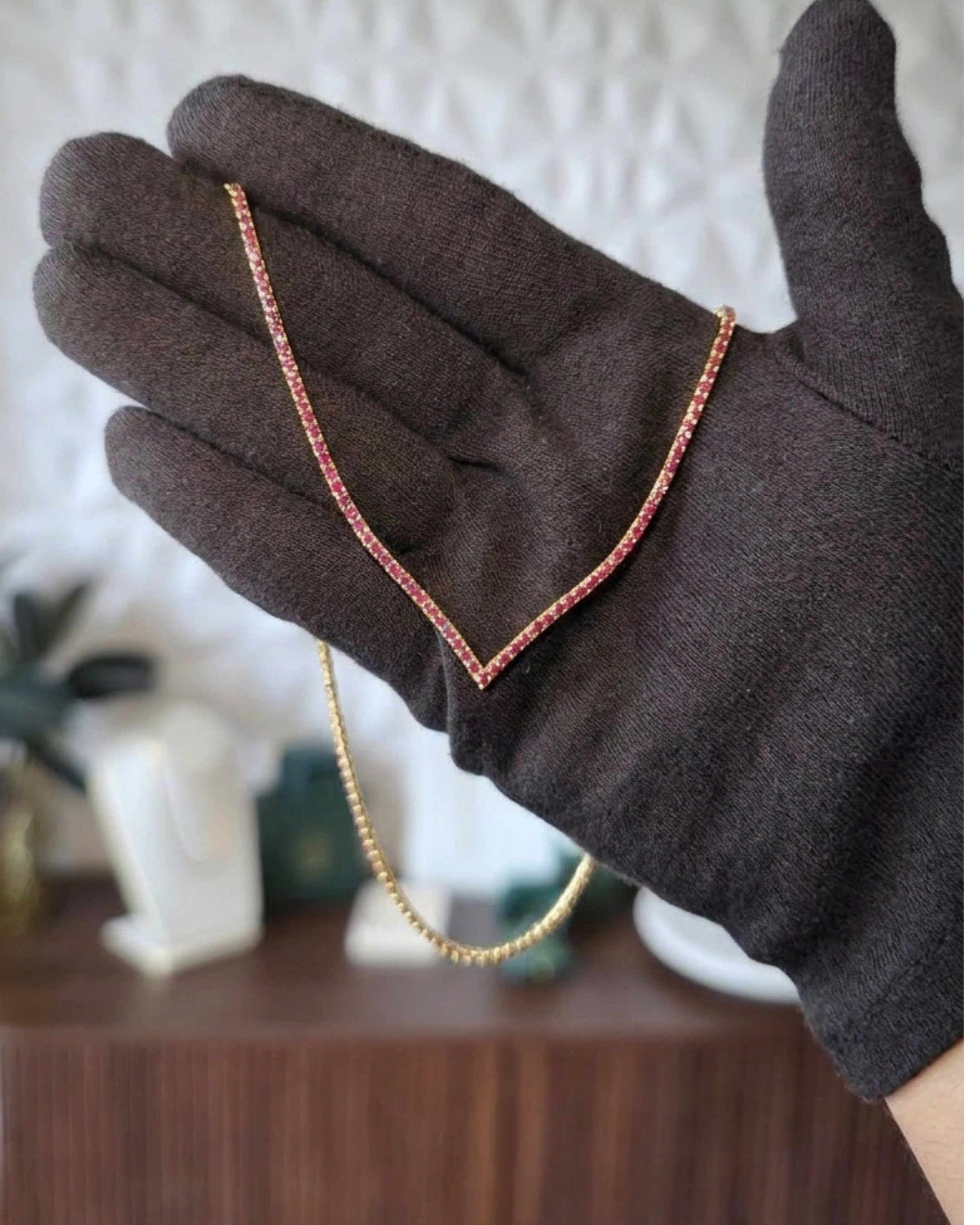 Made To Order: Ruby Chevron Tennis Necklace