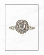 Bague de fiançailles solitaire à halo coussin - Diamants 0 à 1,5 ct