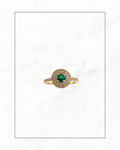 Solitario cojín con doble halo - esmeralda y diamante