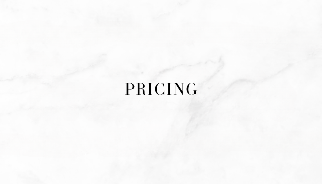 Text 'PRICING' in black on a white background