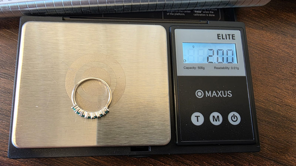 Colombian Emerald Band Ring — 18K White Gold