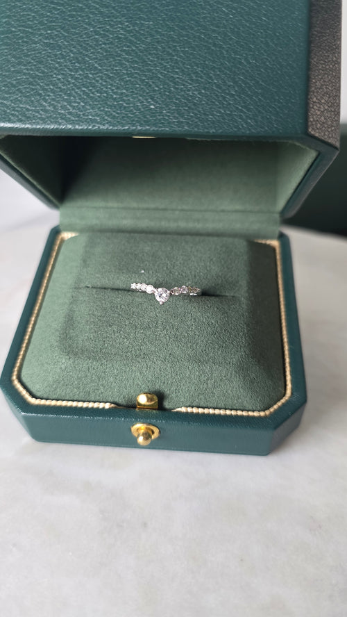 18K white gold Natural Diamond chevron ring, styled in a signature Gado green jewelry box | Gado Jewellers Toronto Fine Jewellery
