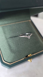Diamond chevron ring in Gado green jewelry box, 18K white gold
