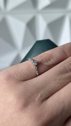 Natural diamond chevron ring worn on hand, 18K Italian white gold, Gado Jewellers