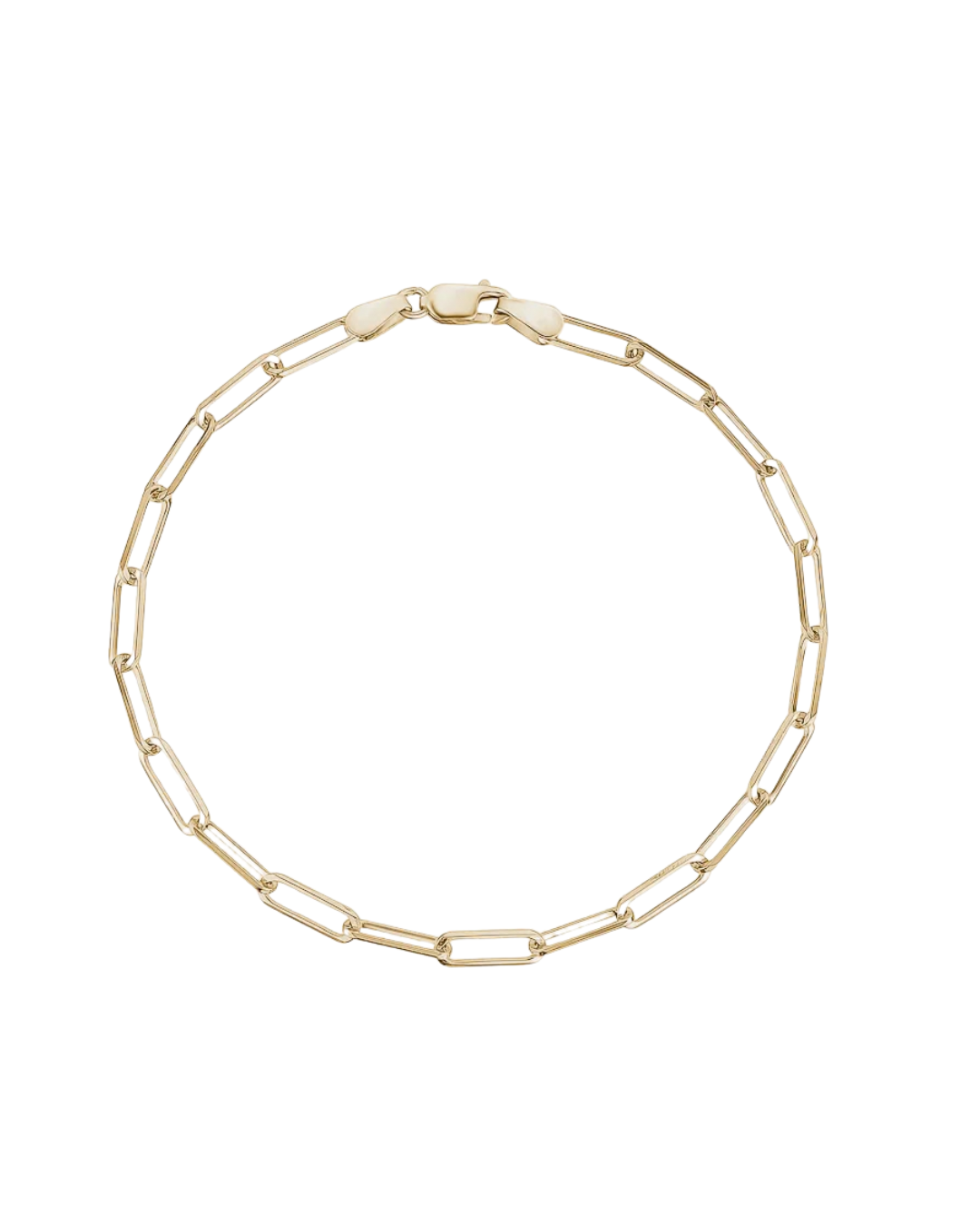 Close-up of paperclip link bracelet clasp and link detail in 18K gold | Gado Jewellers Canadian Fine Jewellery Mississauga