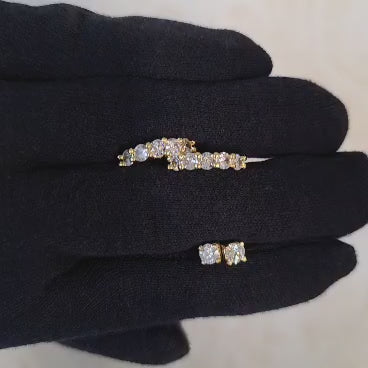 Natural Diamond Encrusted Huggie Hoop Earrings