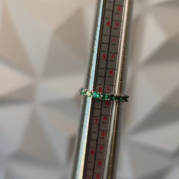 Colombian Emerald Band Ring — 18K White Gold