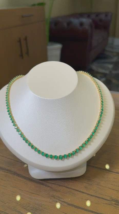 Colombian Emerald Tennis Necklace — 16CT