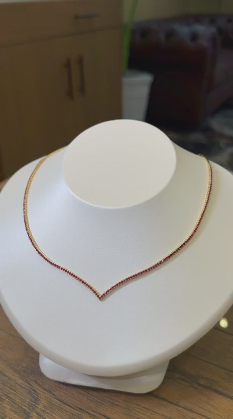 Ruby Chevron Tennis Necklace