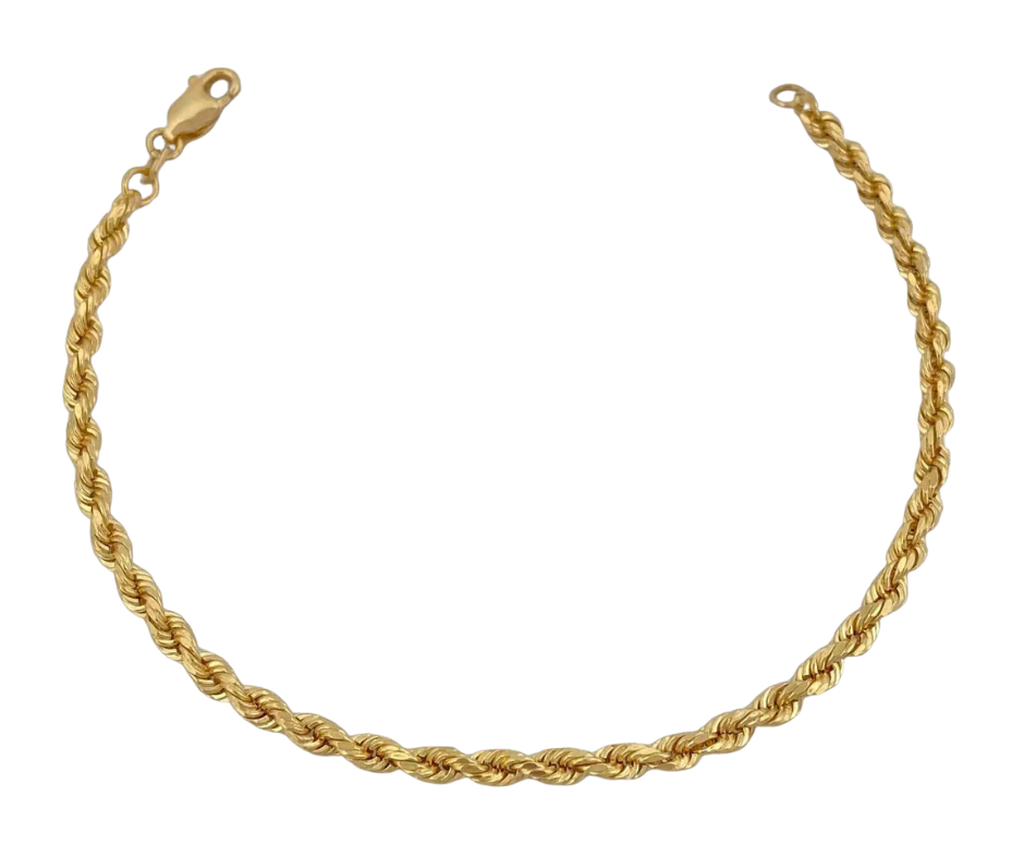 2.5mm Rope Chain Bracelet 18K